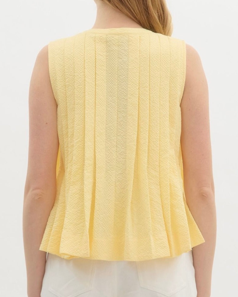 Solid Pleated Pullover Top in Lemon - Blackbird Boutique