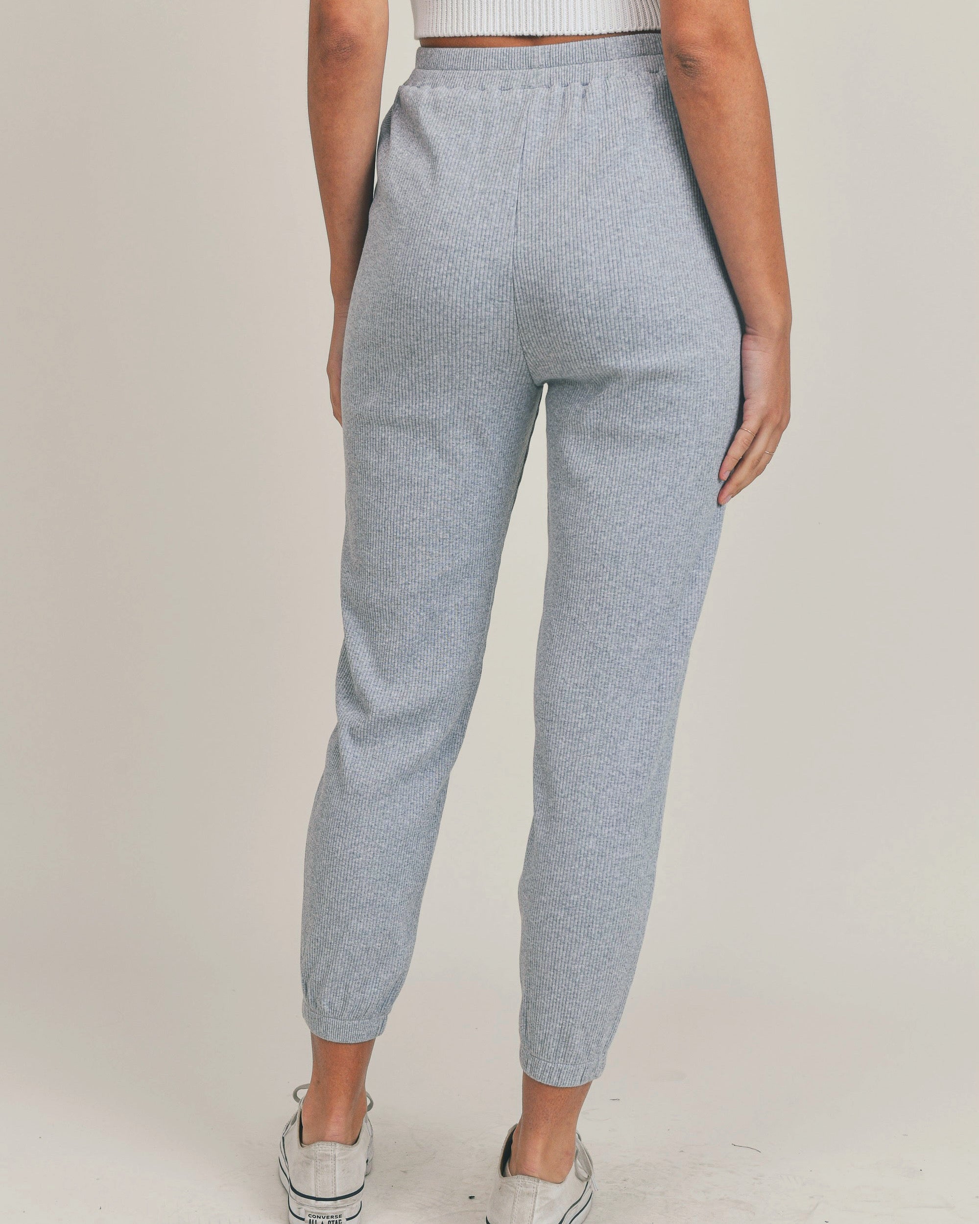 Soft Corduroy Knit Jogger Pants in Heather Gray - Blackbird Boutique