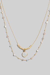 Mother of Pearl Charm Layered Necklace