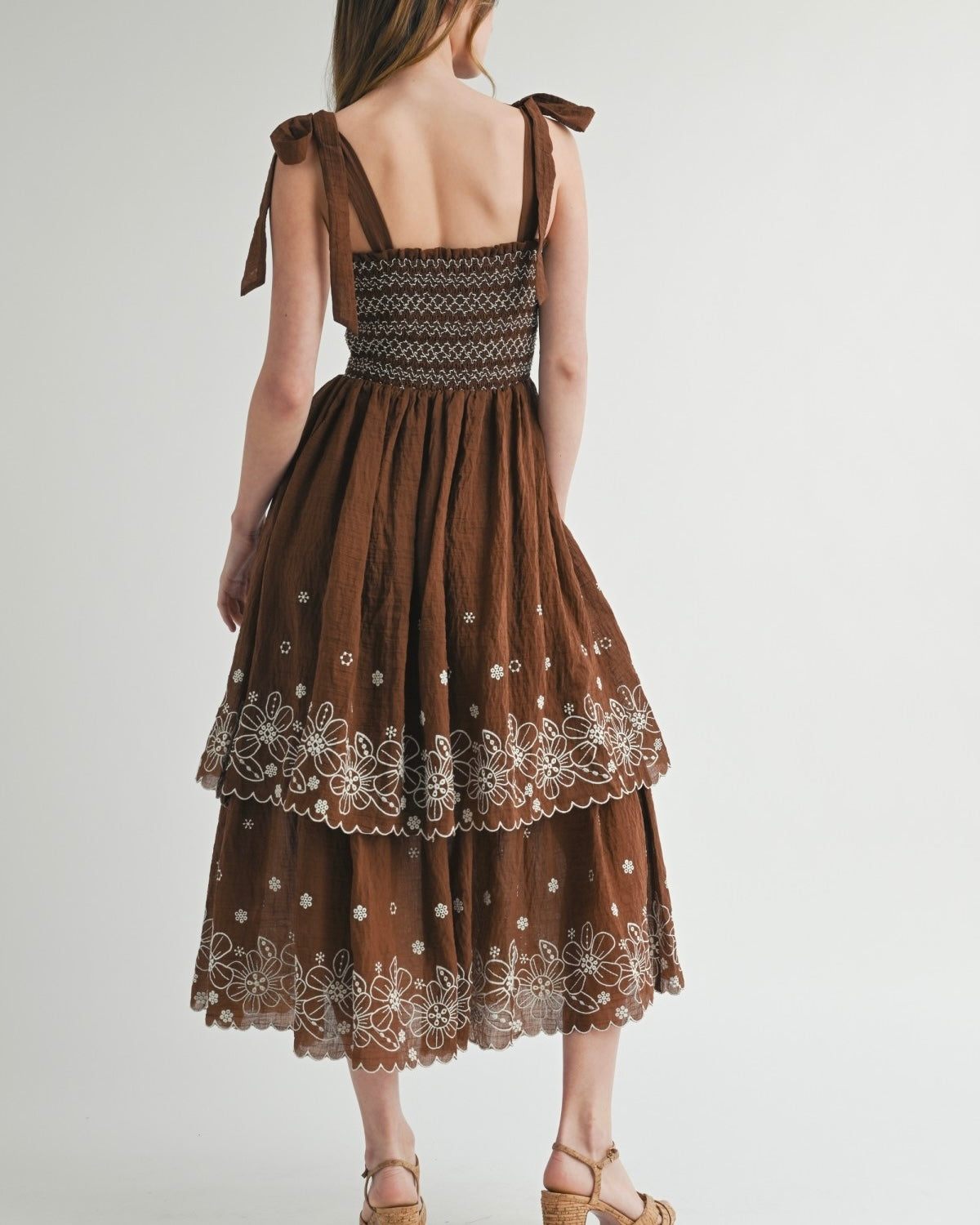 Smocked Dress With Embroidered Hem - Blackbird Boutique