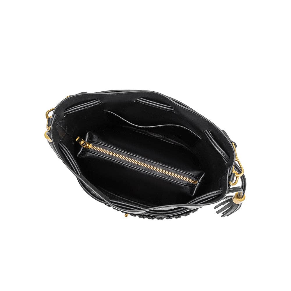 MELIE BIANCO Janae Black Recycled Vegan Leather Top Handle Bag