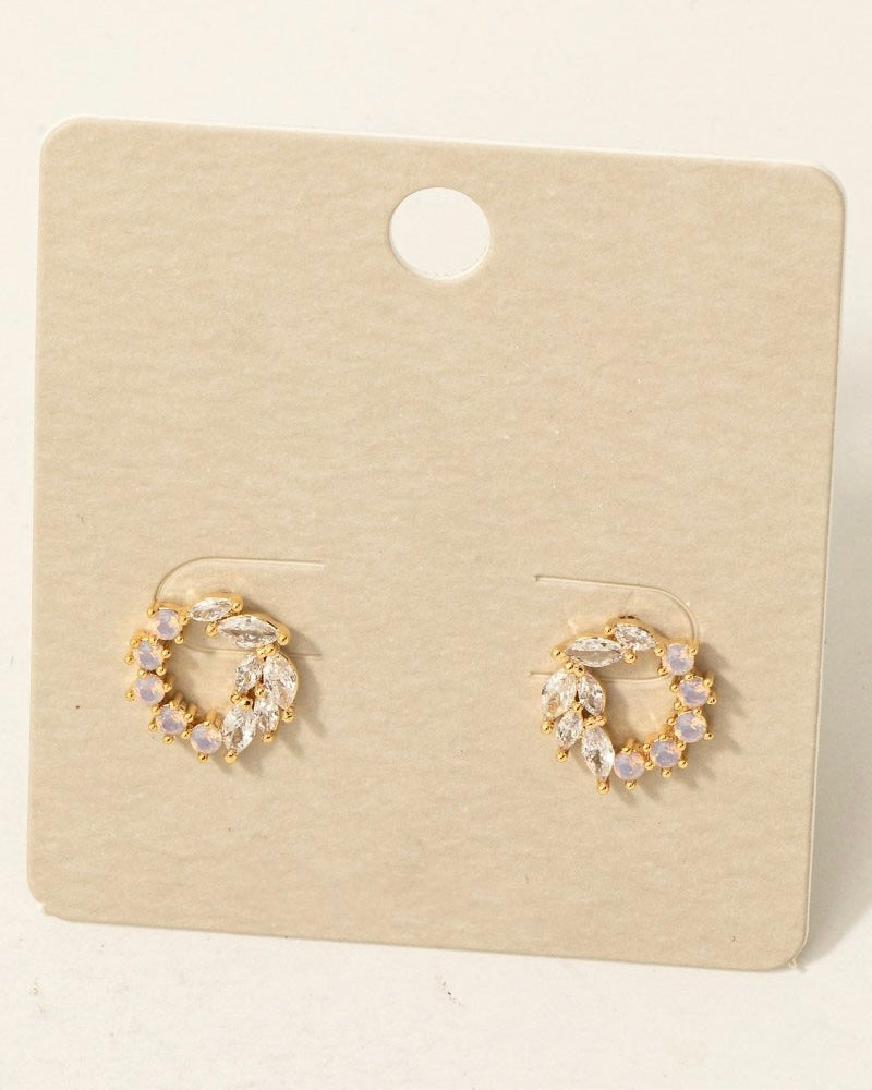 Mixed CZ Cluster Circle Stud Earrings - Blackbird Boutique