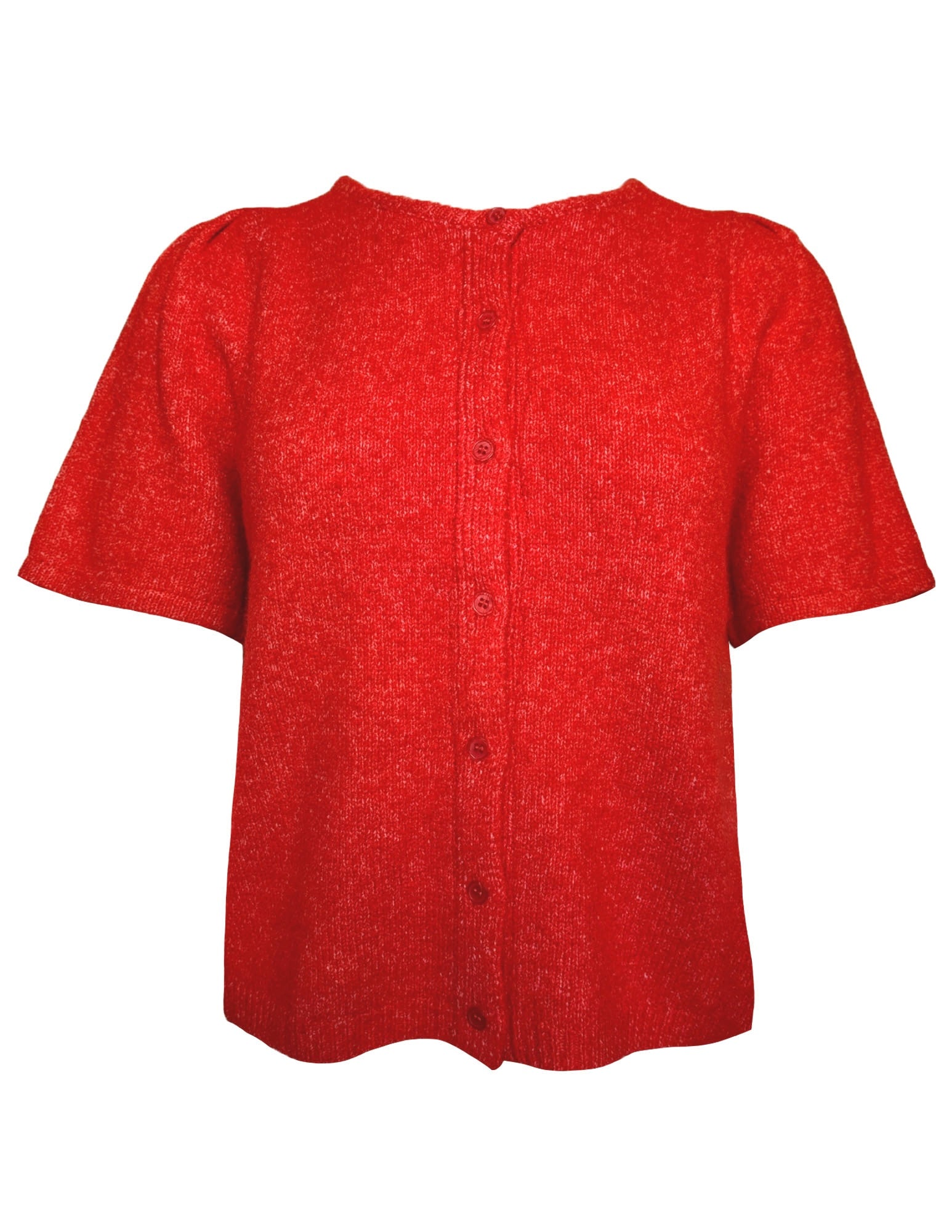 SHORT PUFF SLEEVE SWEATER CARDIGAN