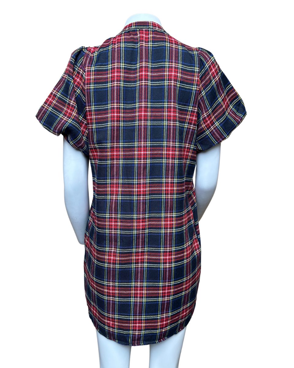 Plaid Sparkle Bow Dress in Navy - Blackbird Boutique