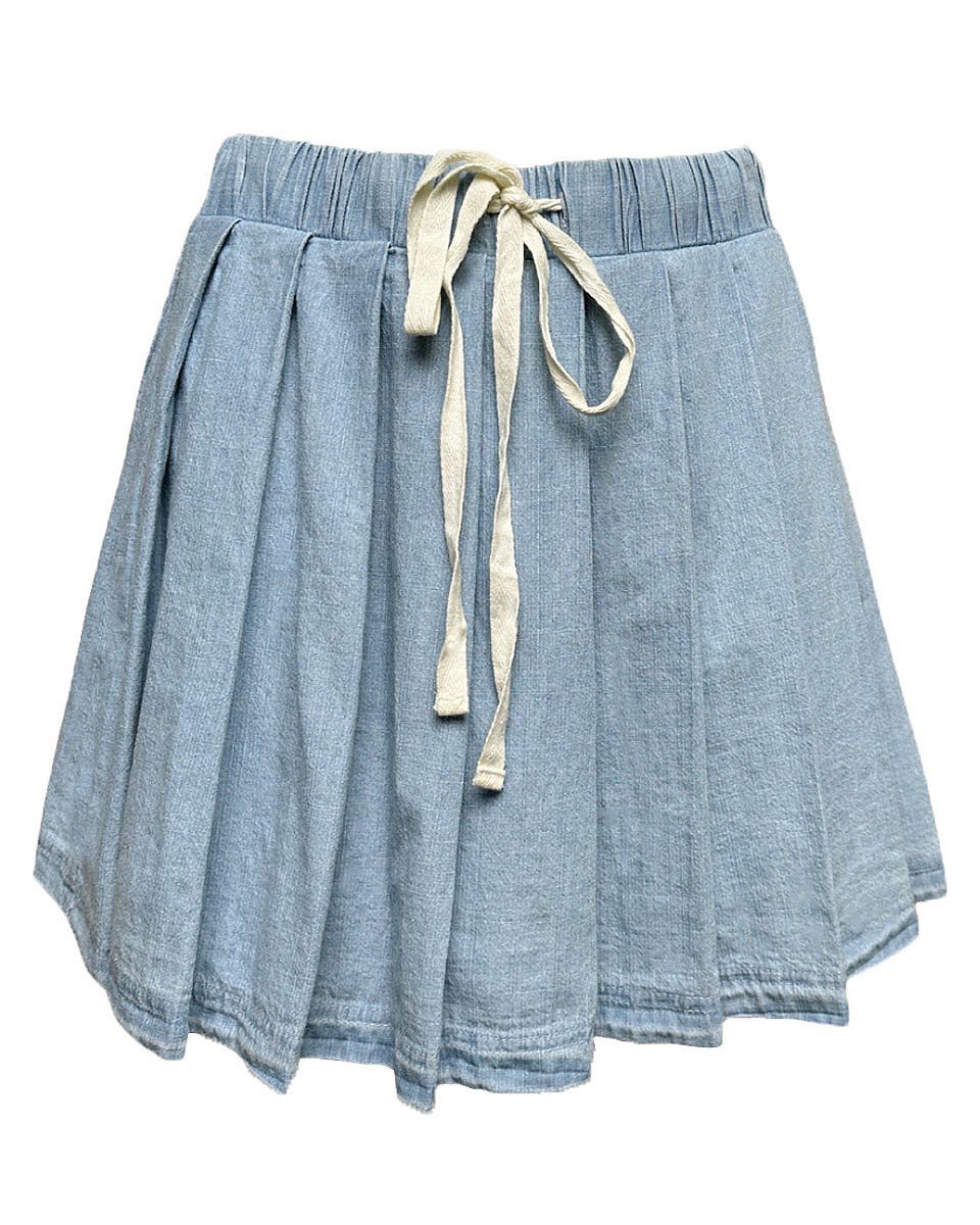 Denim Pull On Skort in Light Denim - Blackbird Boutique