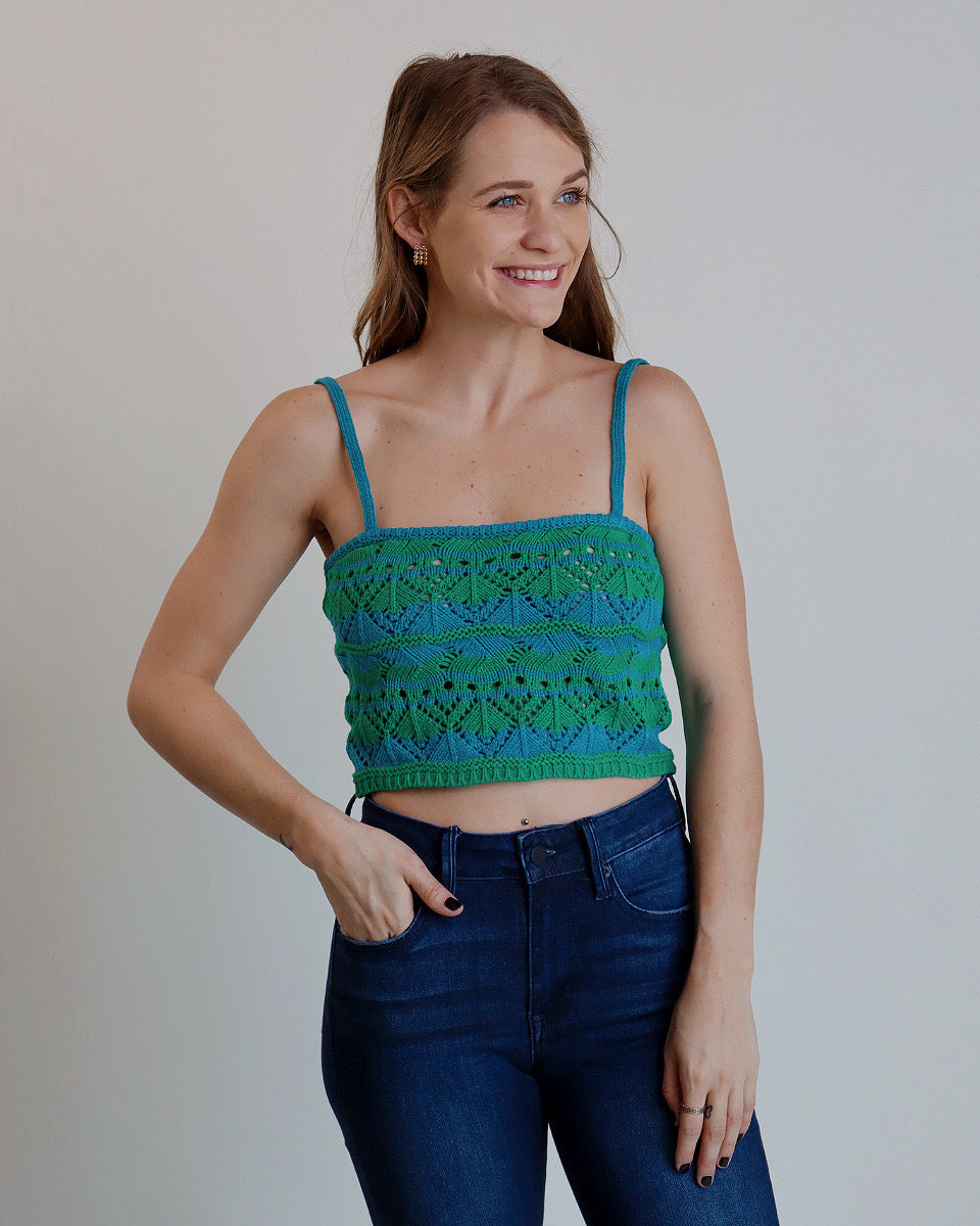 Teal Knit Cropped Tank - Blackbird Boutique