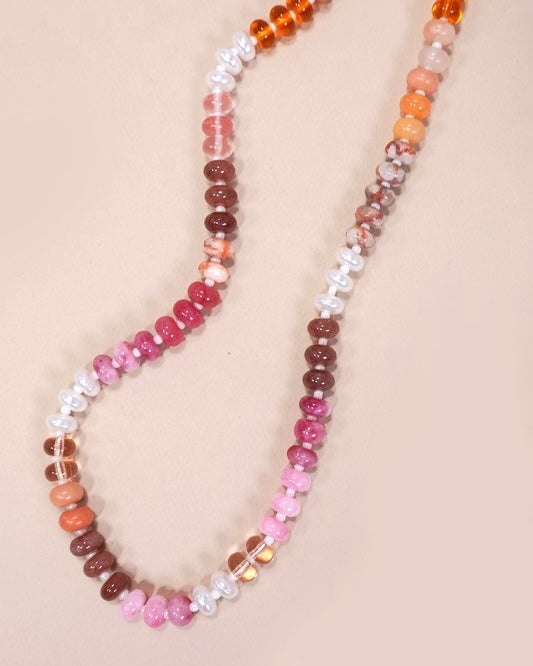NATURAL AGATE GLASS SEMI PRECIOUS BEAD NECKLACE - Blackbird Boutique