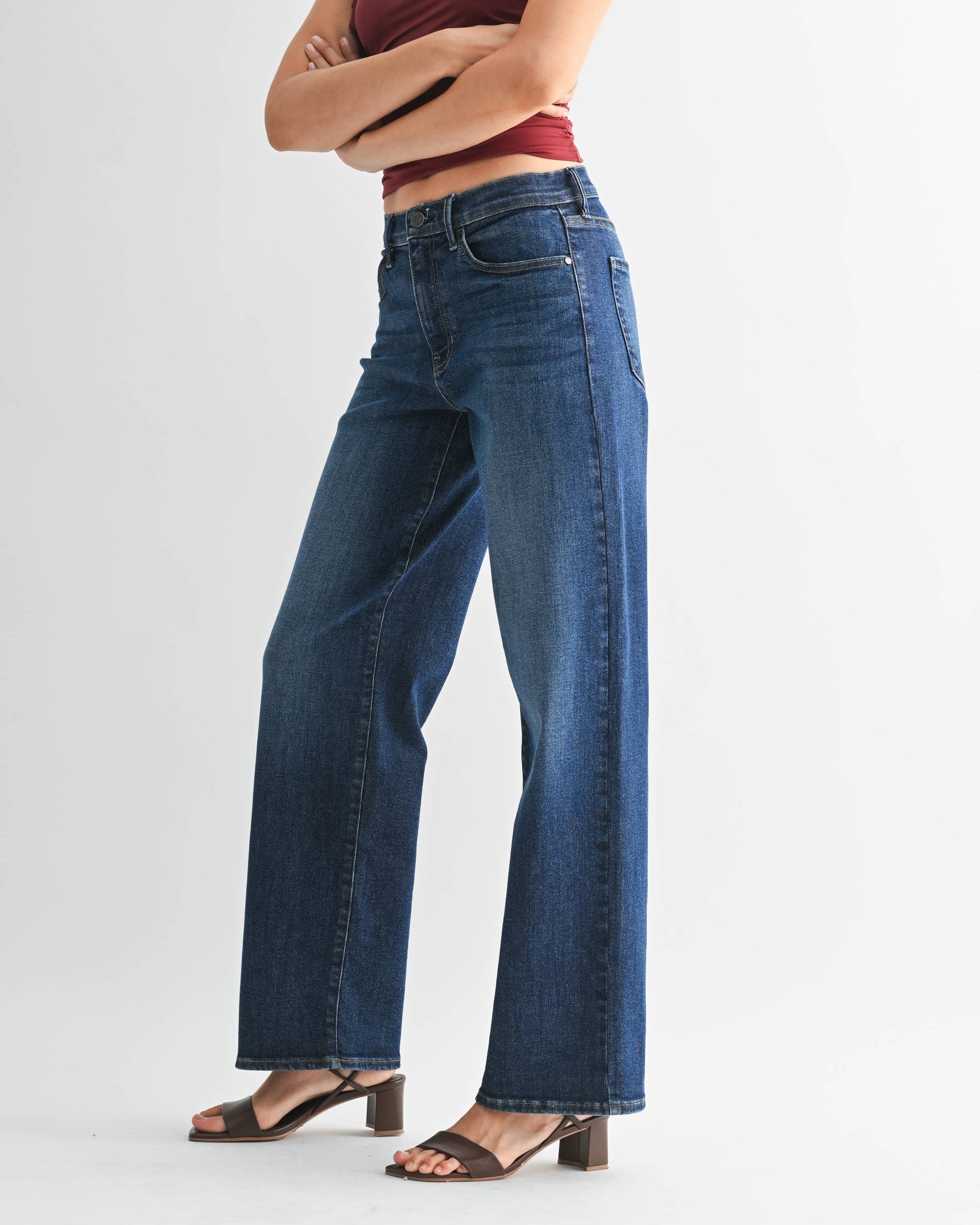 JUST BLACK DENIM | Dark Wash Loose Straight Jeans - Blackbird Boutique