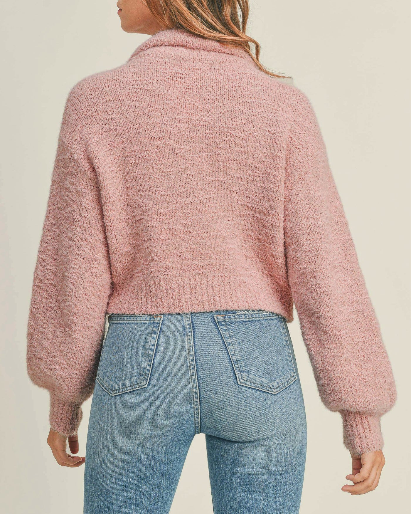 Soft Fuzzy Sweater Jacket In Dusty Mauve - Blackbird Boutique