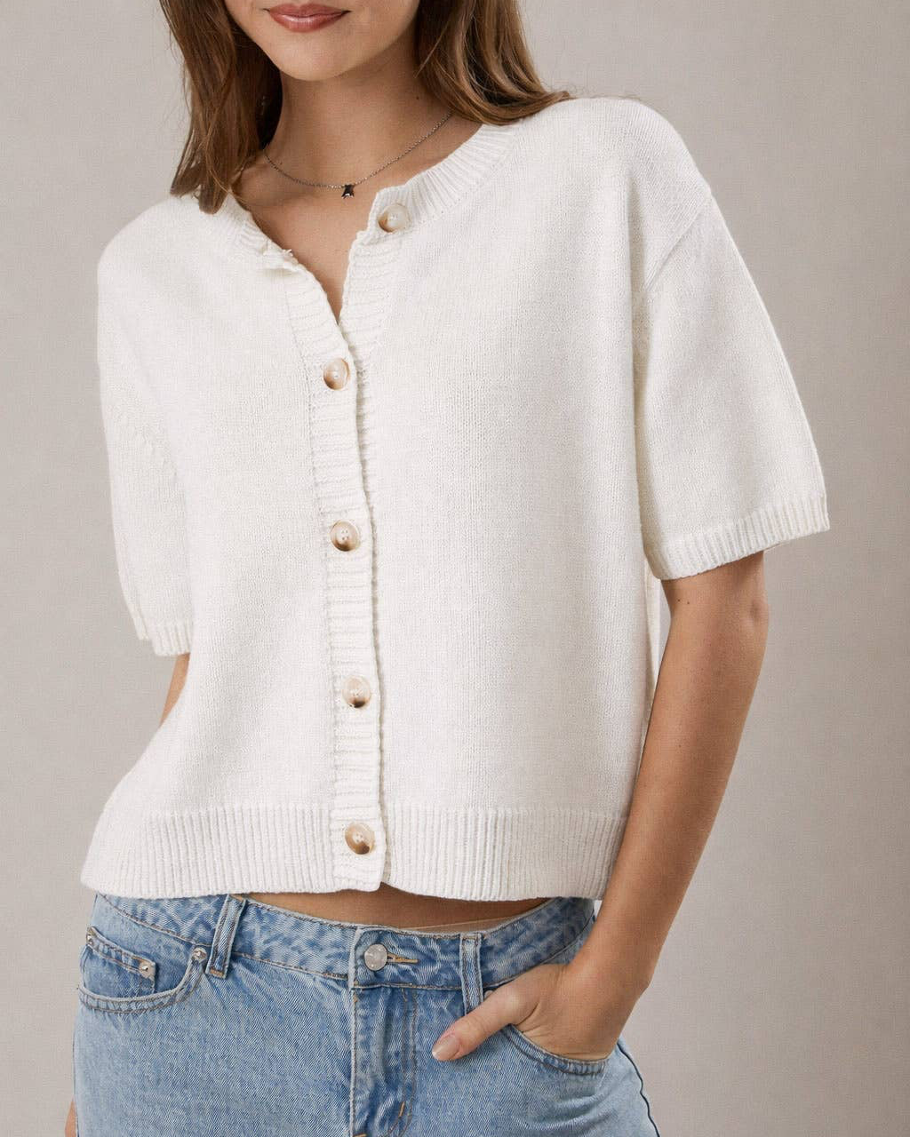 SHORT SLEEVE SWEATER CARDIGAN - Blackbird Boutique