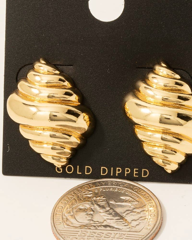 Gold Dipped Croissant Stud Earrings - Blackbird Boutique