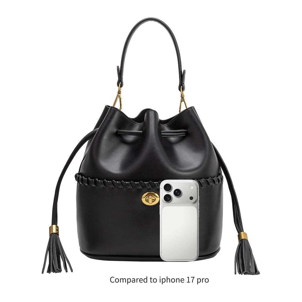 MELIE BIANCO Janae Black Recycled Vegan Leather Top Handle Bag