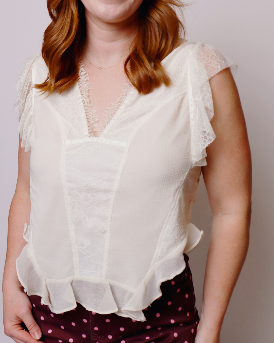 Allison Lace Trim Ruffled Blouse