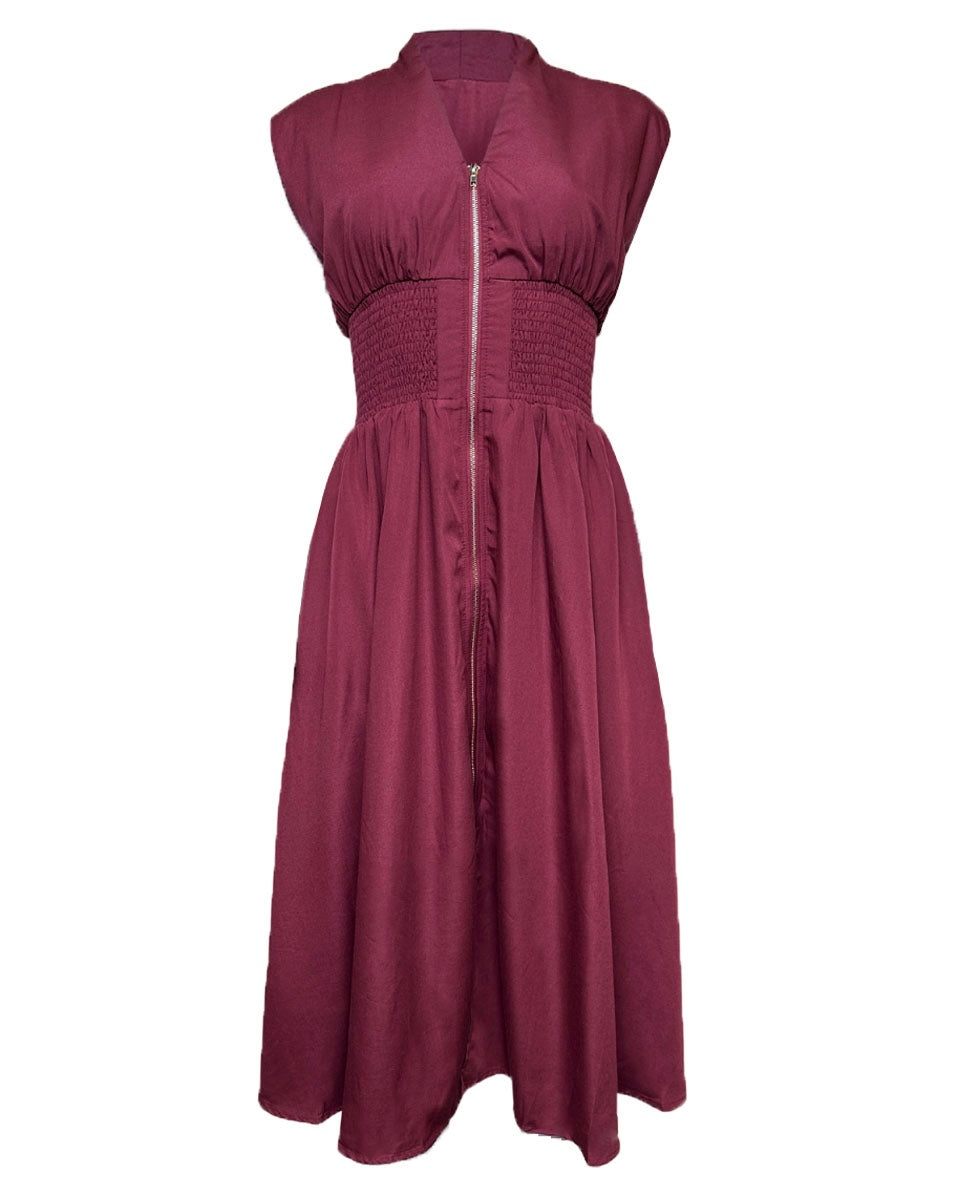 Sleeveless Midi Dress In Merlot