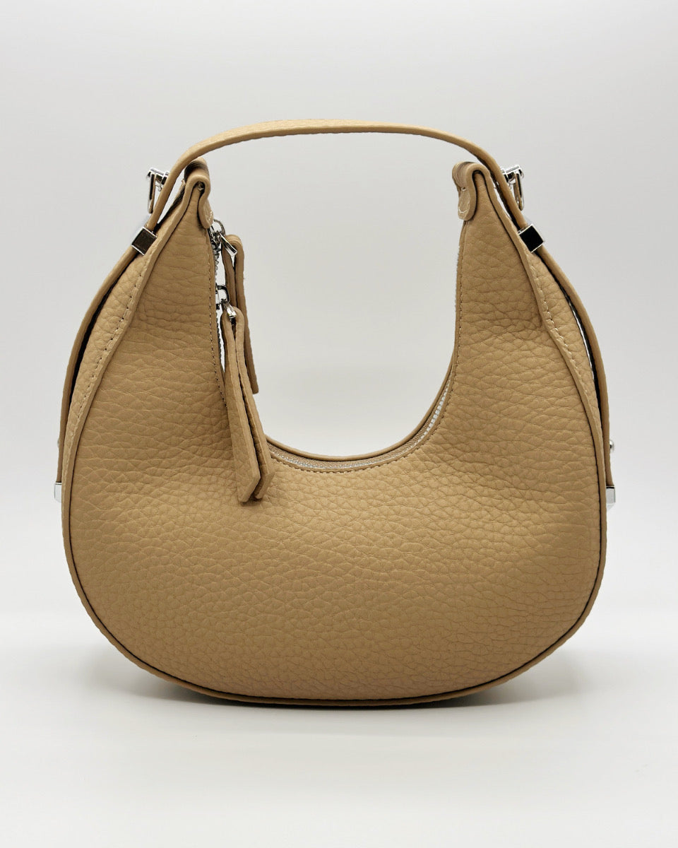 Small Leather Shoulder Bag in Khaki
