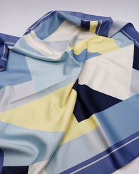 Blue Color Block Silky Bandana Scarf - Blackbird Boutique