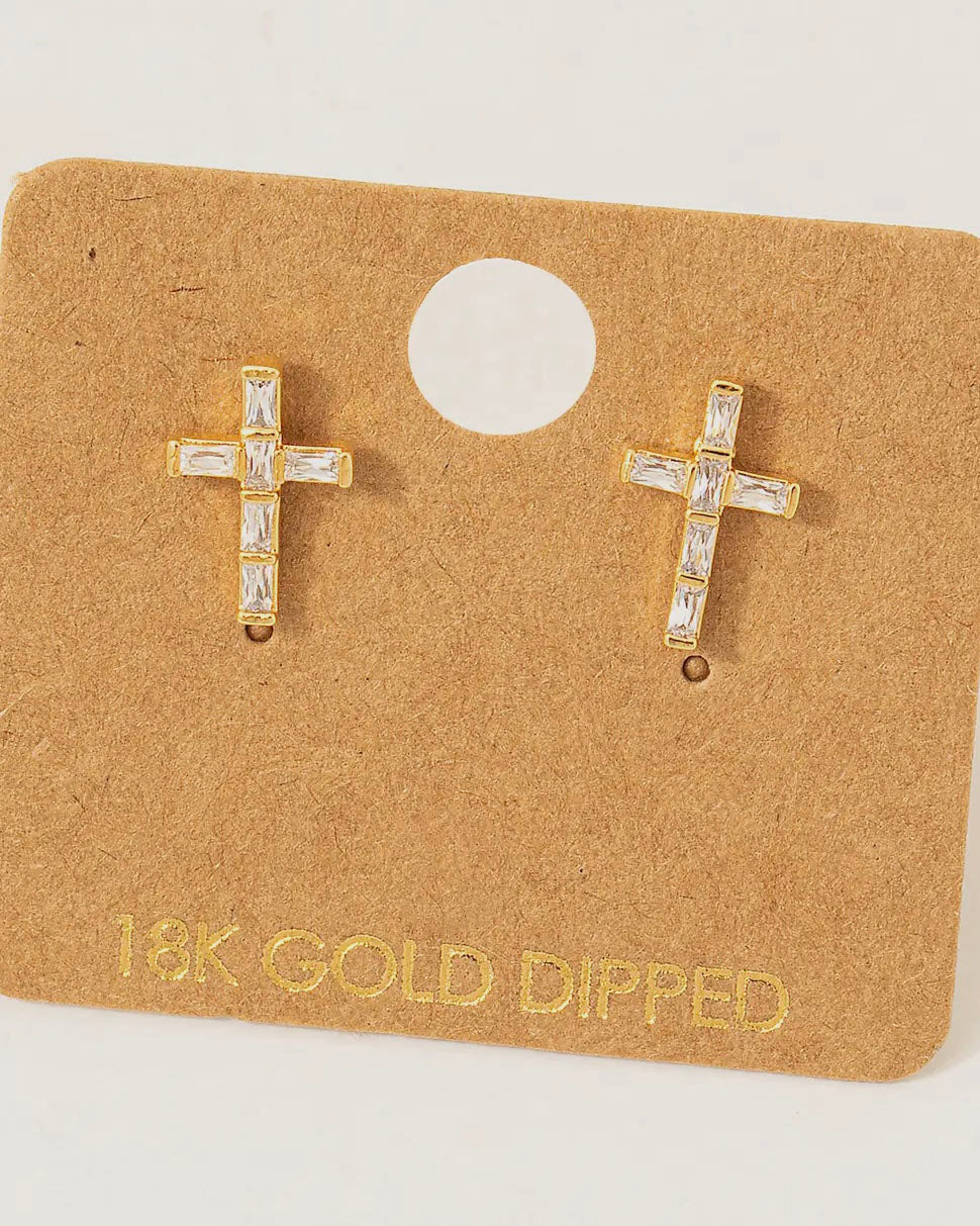 Mini Cross Stud Earrings - Blackbird Boutique