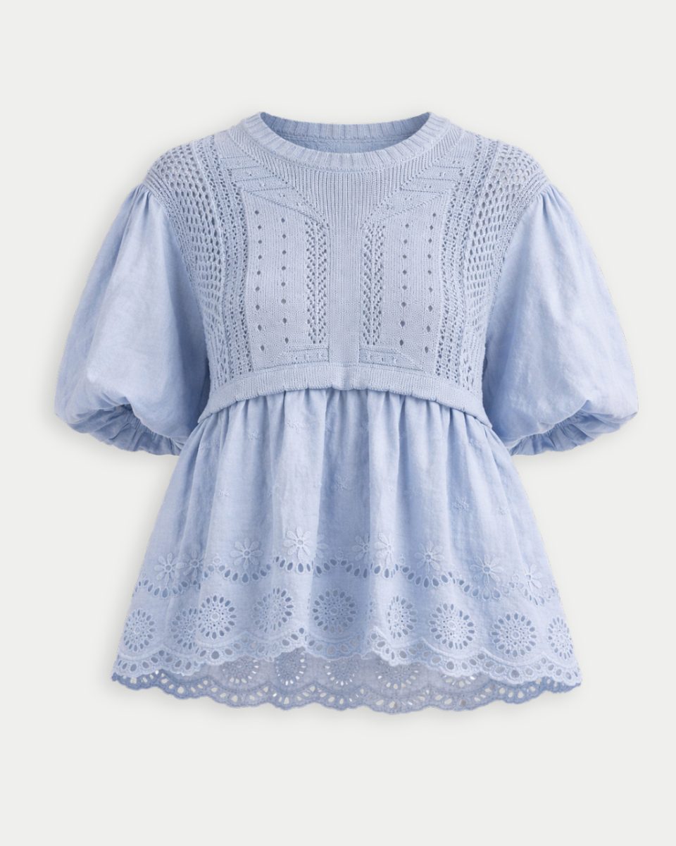 Melissa Cotton Top in Cornflower - Blackbird Boutique