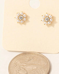 CZ Stud Glass Pearl Earrings - Blackbird Boutique