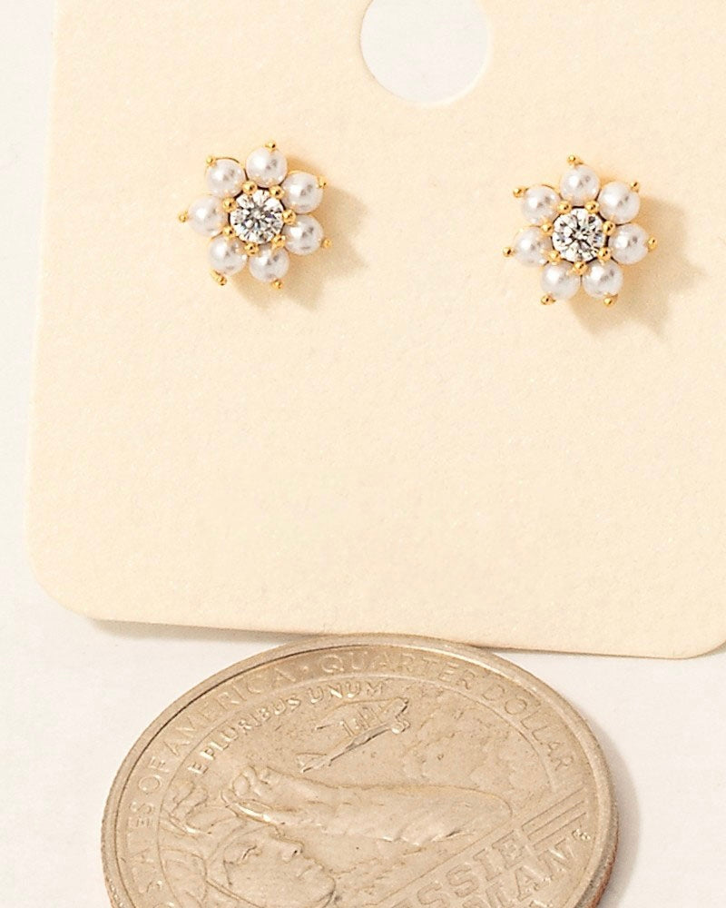 CZ Stud Glass Pearl Earrings - Blackbird Boutique