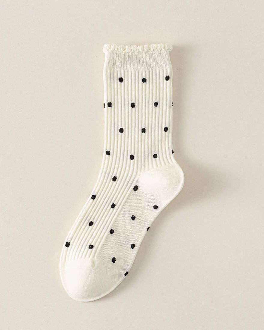Lace Polka Dot Comfort Breathable Socks_CWMS02795 - Blackbird Boutique
