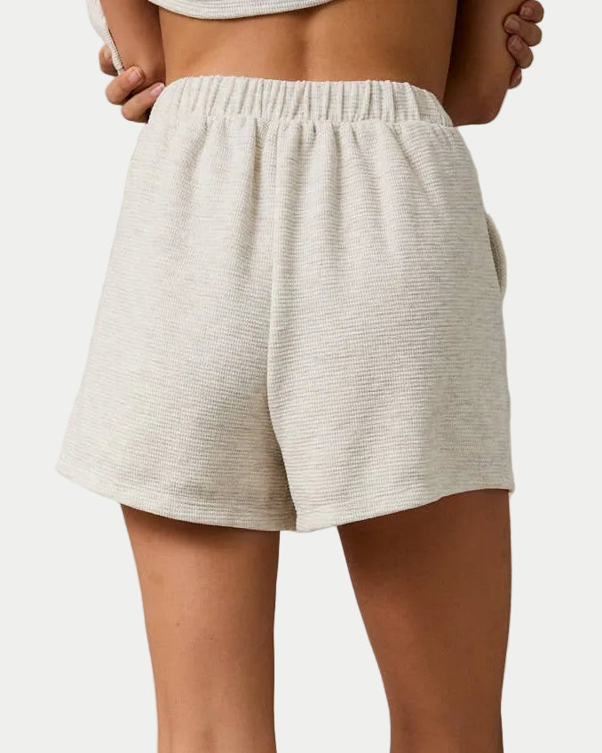 PLEATED DETAIL SHORTS BACK VIEW- Blackbird Boutique