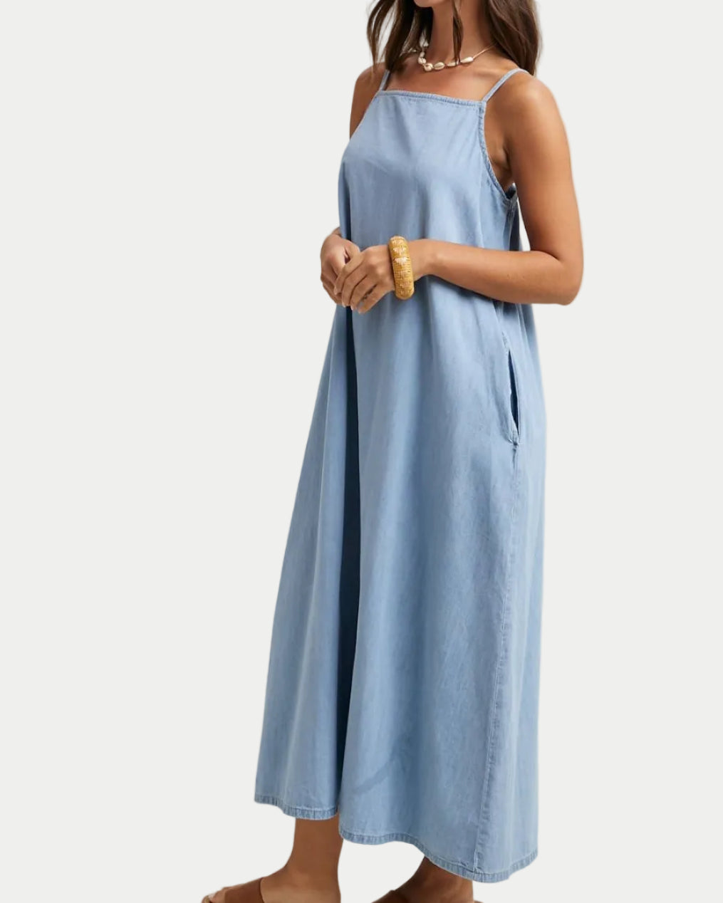DENIM CHAMBRAY MAXI DRESS side view