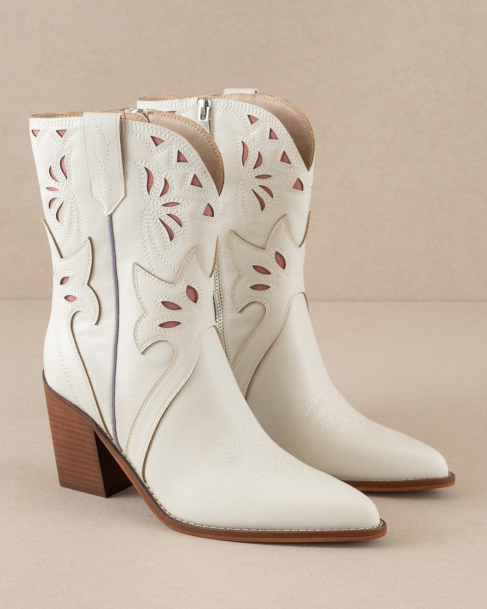 Sorrel Paneled Western Bootie in White - Blackbird Boutique