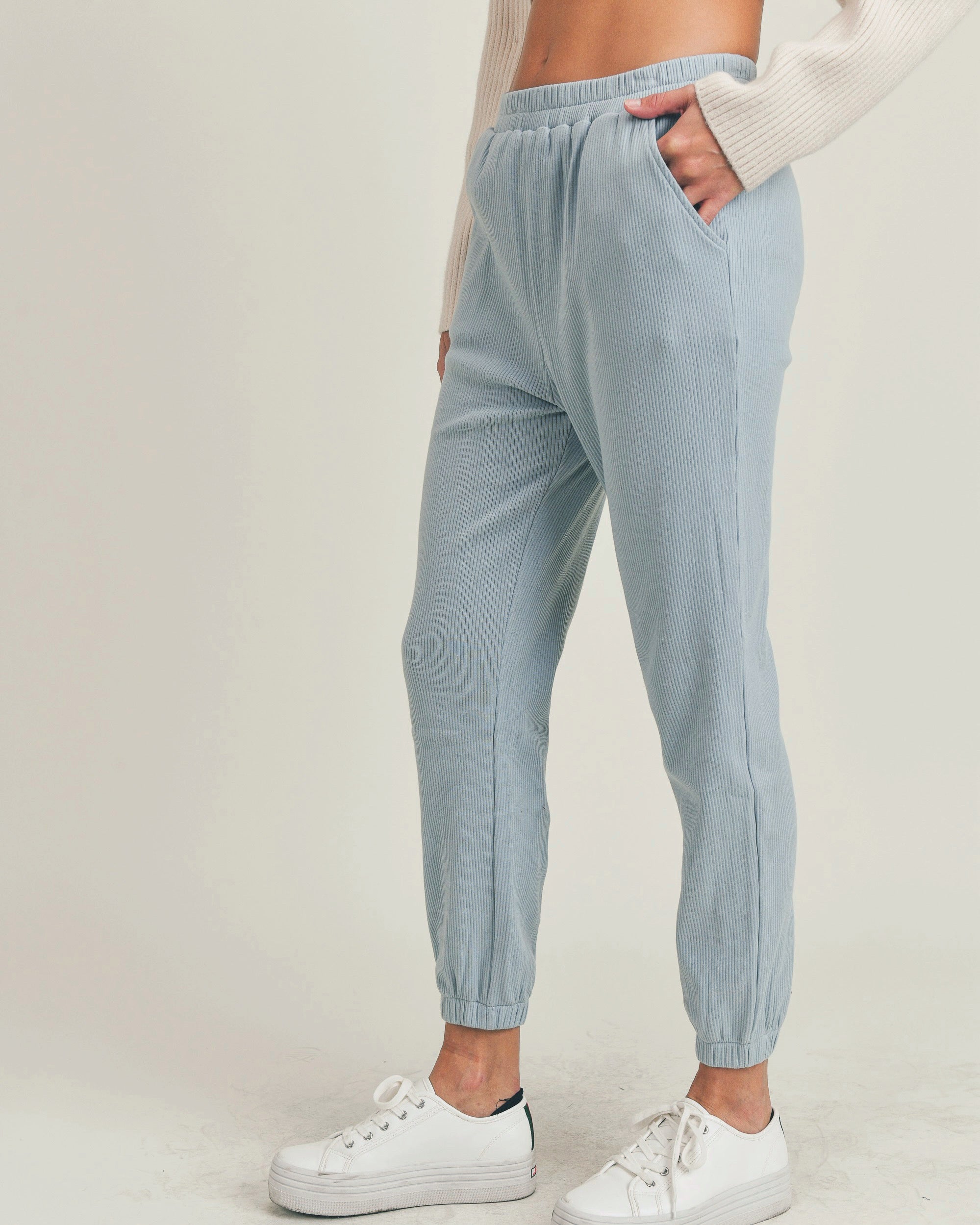 Soft Corduroy Jogger Pants in Blue - Blackbird Boutique