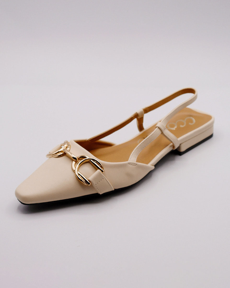 Janet Slingback Flats in Off-White - Blackbird Boutique