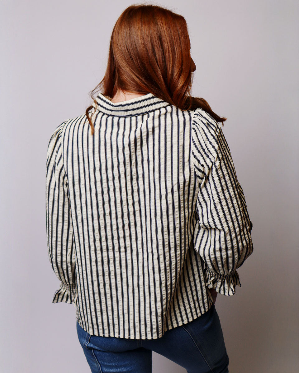 Lenora Striped Button Up Top