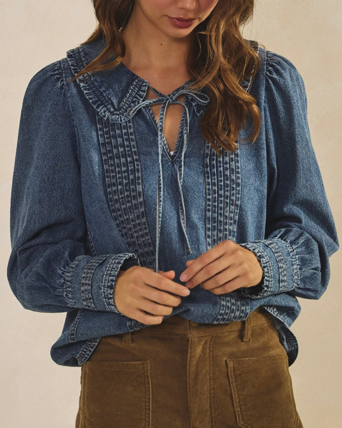 Vintage Wash Sailor Collar Top