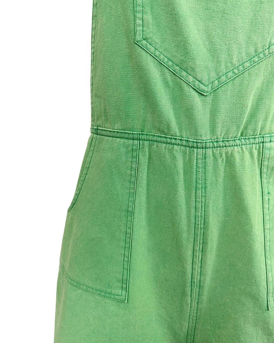 Lime Green Washed Overall Shorts - Blackbird Boutique