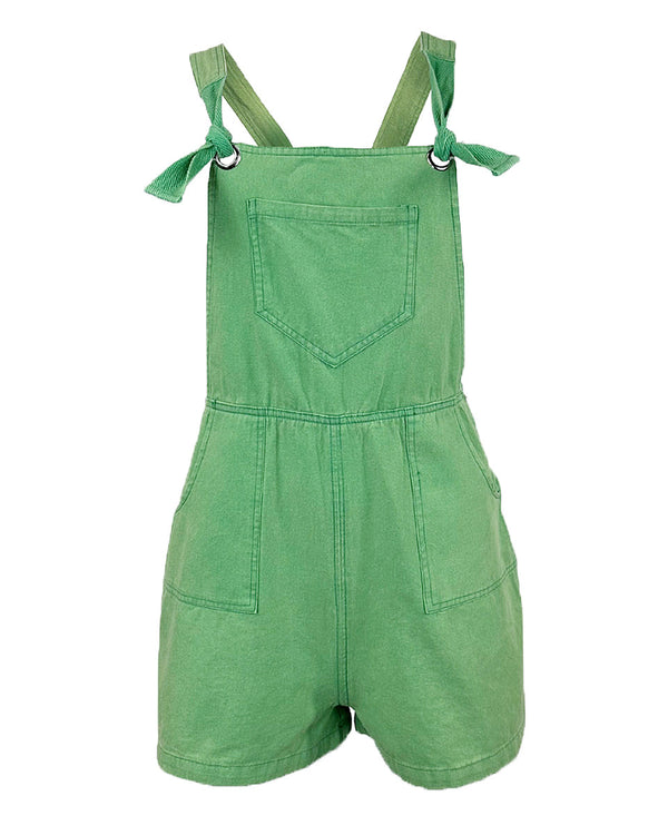 Lime Green Washed Overall Shorts