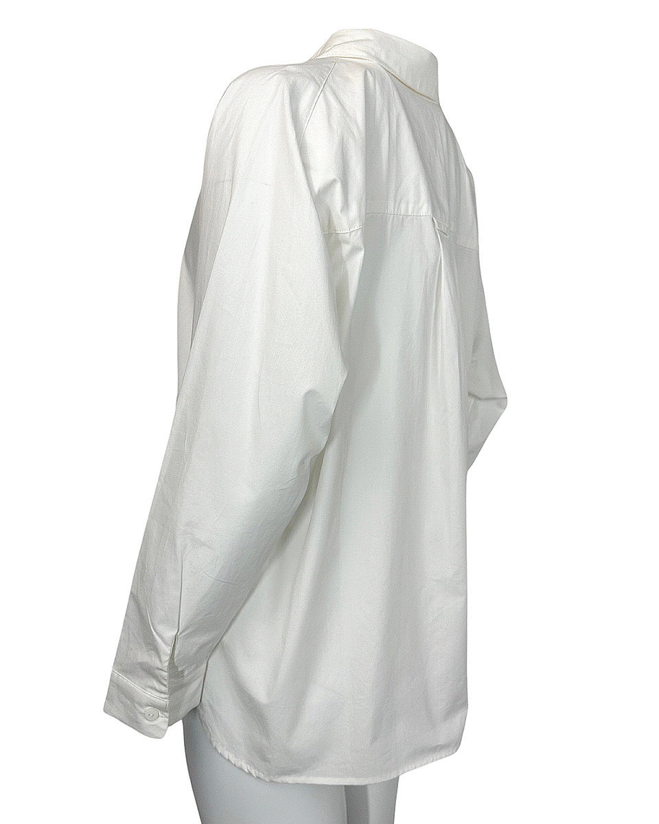 Oversized Off White Cotton Button Down Shirt - Blackbird Boutique
