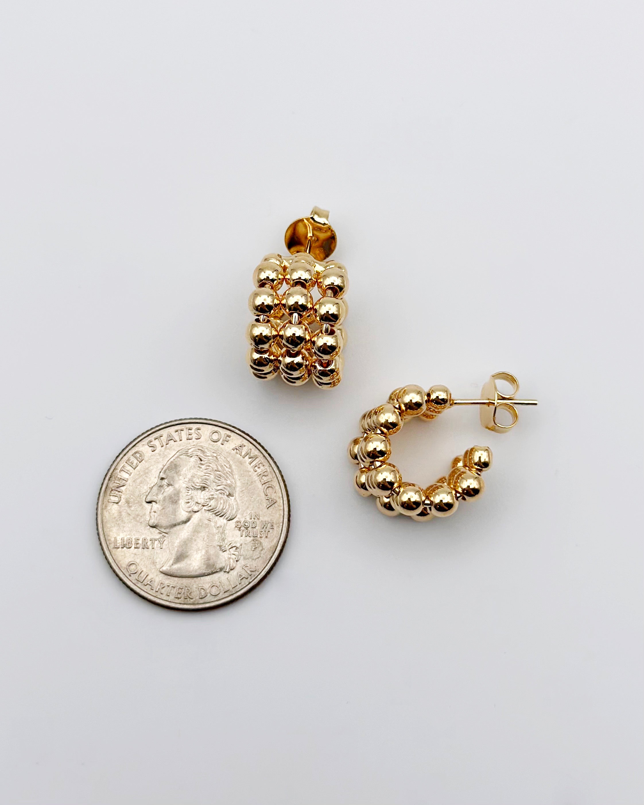 Gold Bead Hoop Earrings - Blackbird Boutique