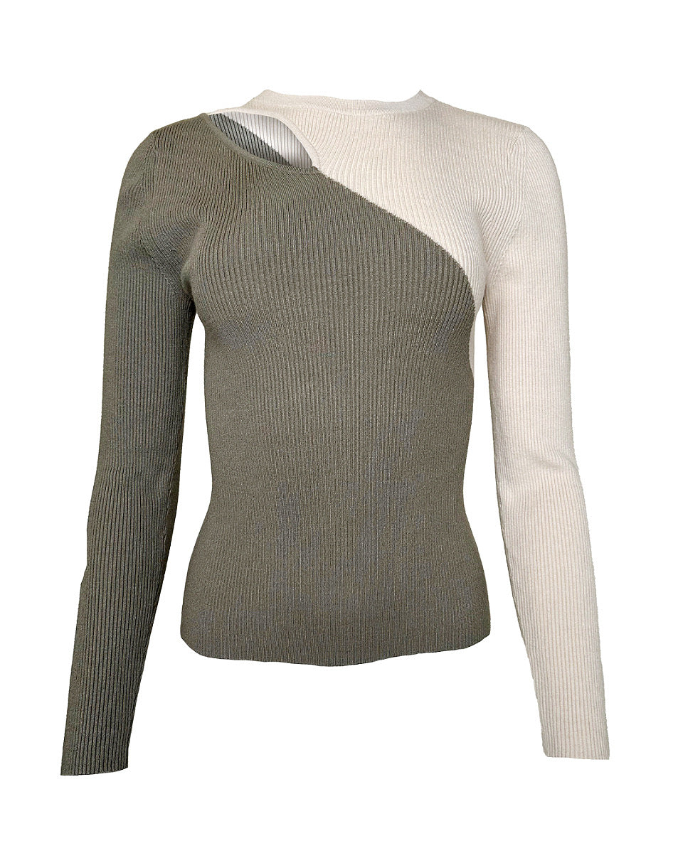 Asymmetrical Color Block Sweater - Blackbird Boutique