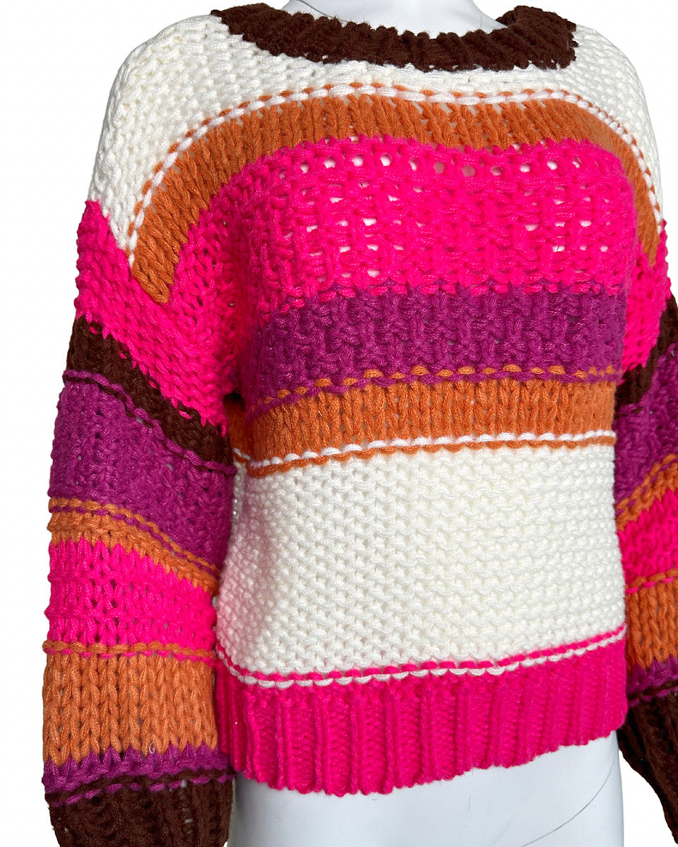 Pink Combo Striped Sweater - Blackbird Boutique