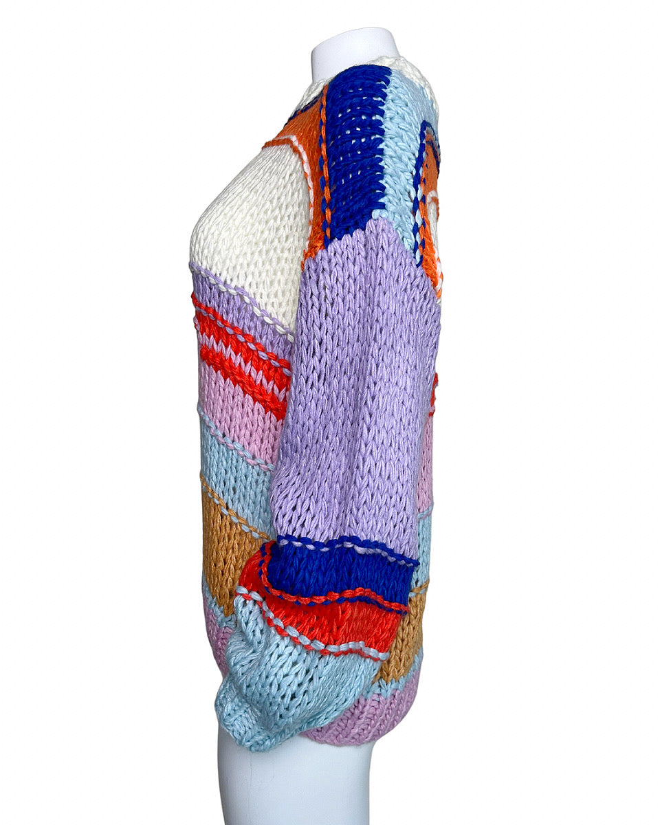 Hand Knit Multi Striped Sweater - Blackbird Boutique