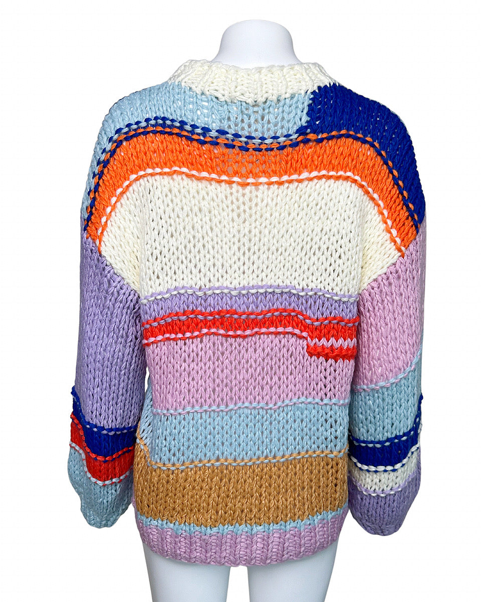 Hand Knit Multi Striped Sweater - Blackbird Boutique