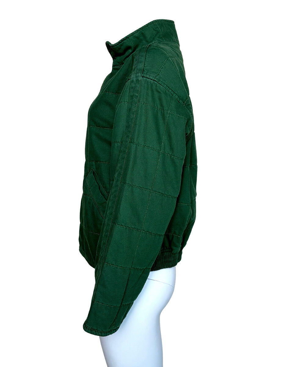 Quilted Denim Jacket - Green - Blackbird Boutique