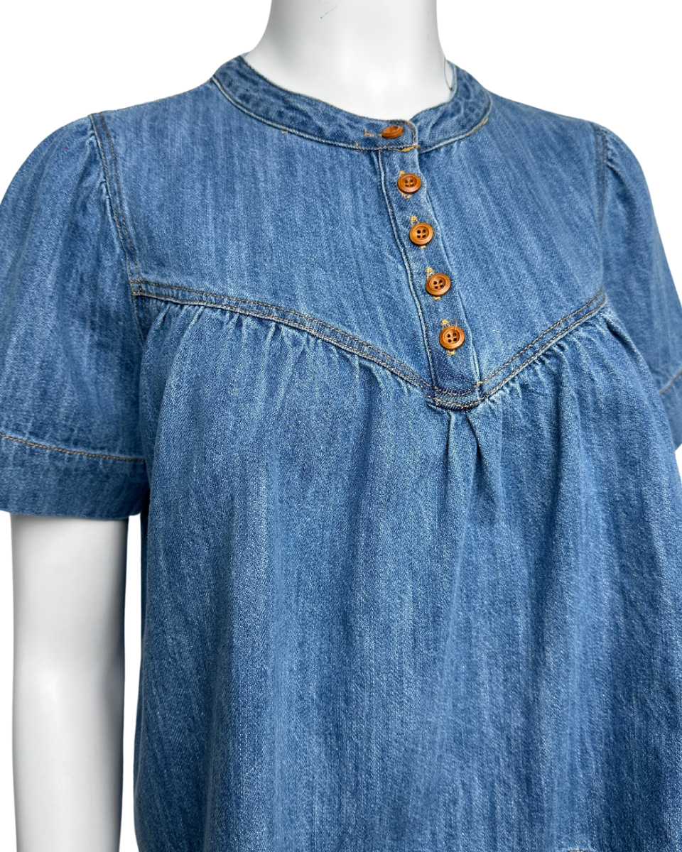 Denim Short Sleeve Babydoll Shirt - Blackbird Boutique