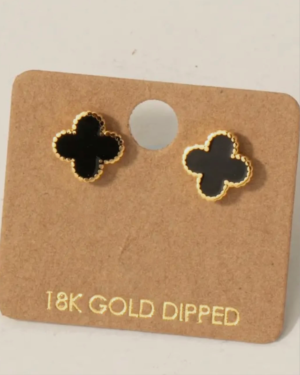 Gold Dipped Epoxy Clover Stud Earrings - Blackbird Boutique