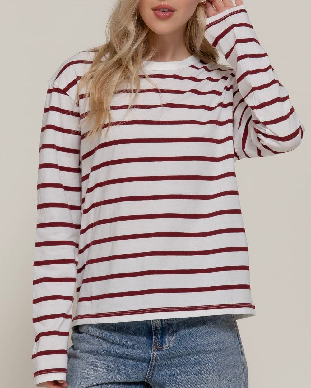 Long Sleeve Cotton Striped Tee - Blackbird Boutique