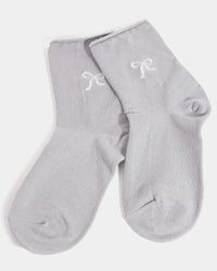 Sparkling Ribbon Socks in Gray - Blackbird Boutique