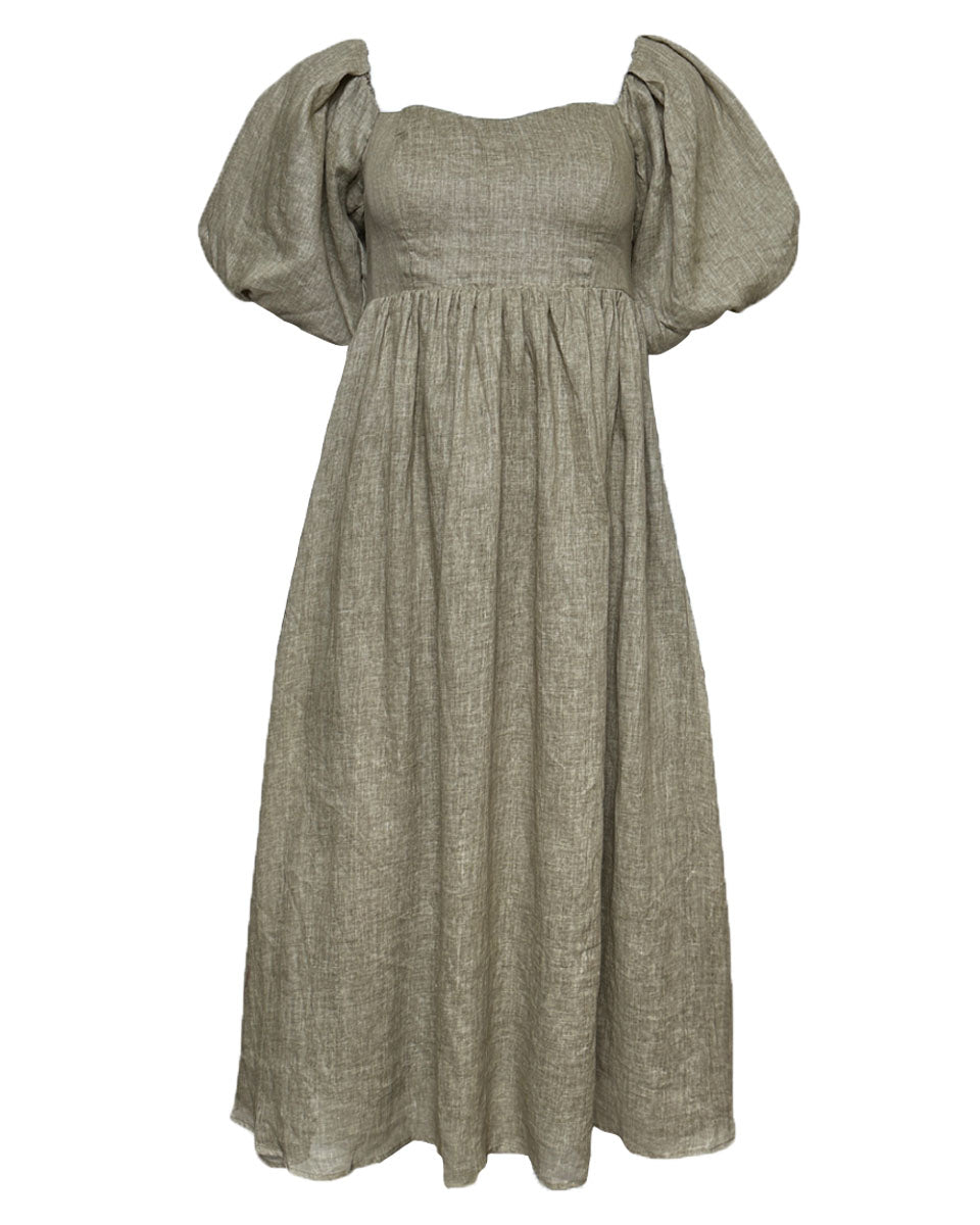 Moss Linen Midi Dress - Blackbird Boutique