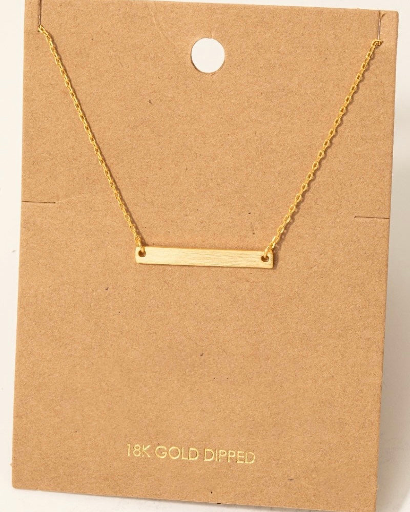 Gold Dipped Dainty Bar Pendant Necklace - Blackbird Boutique