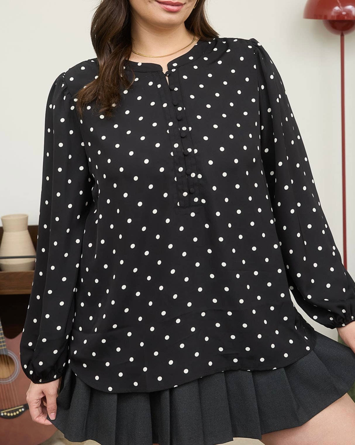 PLUS Polka Dot Blouse - Blackbird Boutique