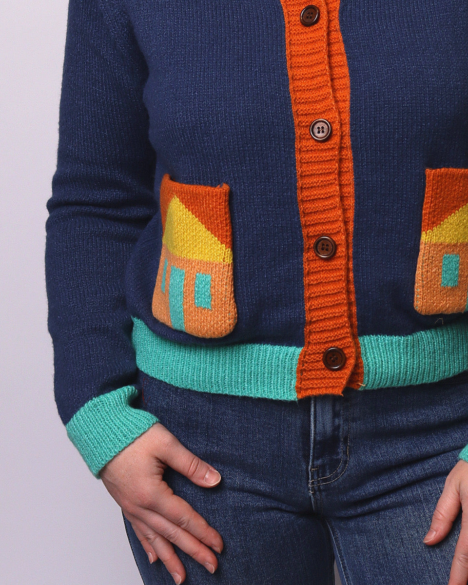 Brea Whimsical House Pocket Knit Cardigan - Blackbird Boutique