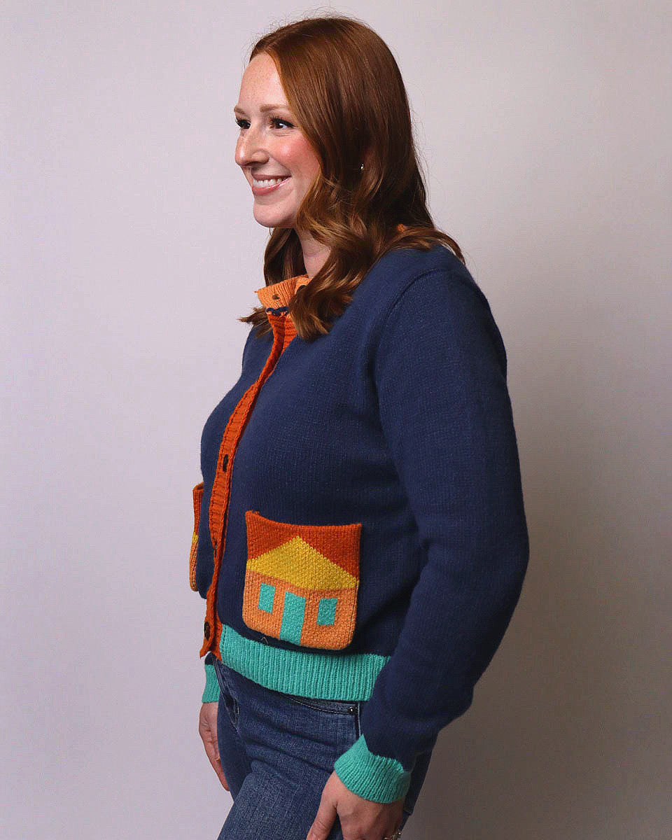 Brea Whimsical House Pocket Knit Cardigan - Blackbird Boutique